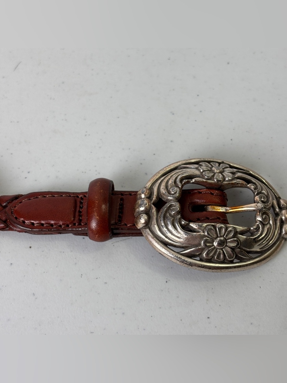 Brighton Vintage Brown Concho Belt - Picture 3 of 4